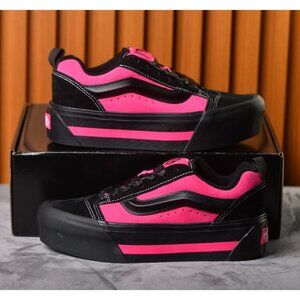 New! Size: 7.5 Women | VANS Knu Skate Platform Stacked | Black/Pink Satin